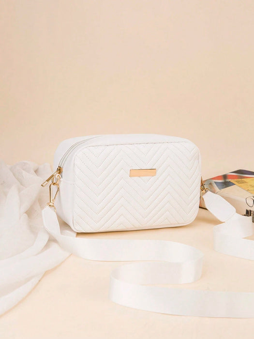 SHEIN Mini bolso bandolera cuadrado acolchado blanco en forma de V