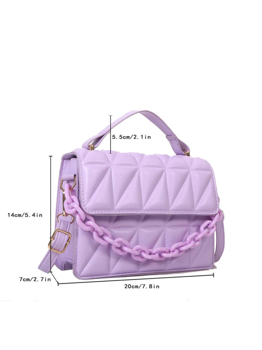 SHEIN Mini bolso cuadrado acolchado con solapa de cadena - Quierox - Tienda Online