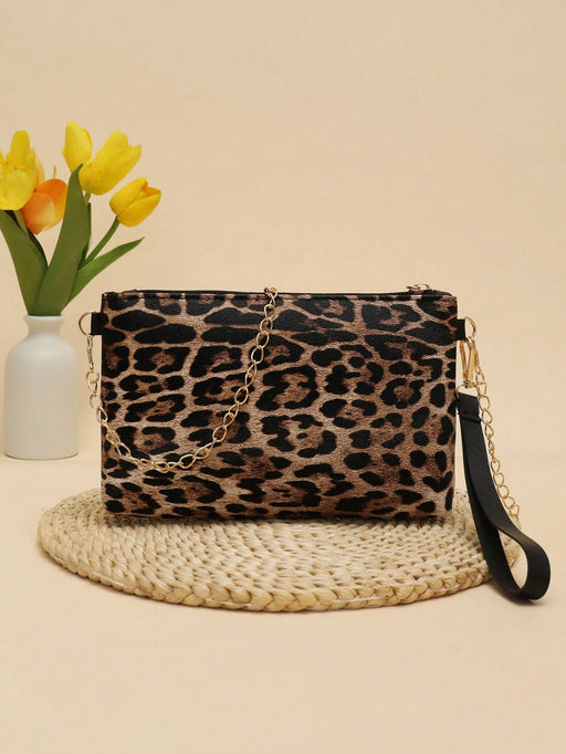 SHEIN Mini bolso de hombro minimalista retro de PU con estampado de leopardo - Quierox - Tienda Online