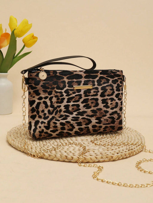SHEIN Mini bolso de hombro minimalista retro de PU con estampado de leopardo - Quierox - Tienda Online