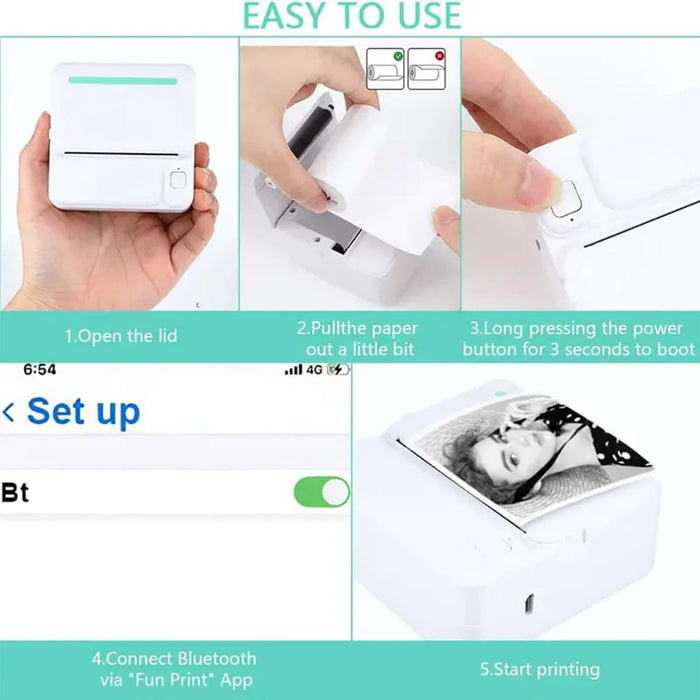 Shein Mini impresora térmica inalámbrica Bluetooth compatible con iOS y Android - Quierox - Tienda Online