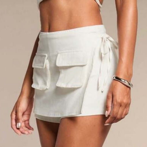 SHEIN Minifalda con lazo lateral, ccon bolsillos de lantero para mujer - Quierox - Tienda Online