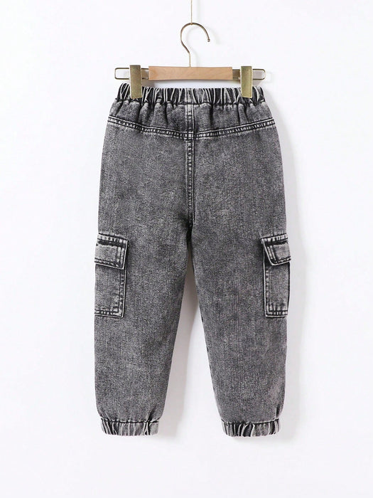 SHEIN Mirajuku Pantalones cargo de mezclilla con cintura elástica y cordón - Quierox - Tienda Online