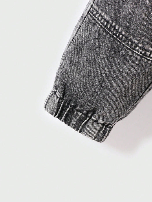 SHEIN Mirajuku Pantalones cargo de mezclilla con cintura elástica y cordón - Quierox - Tienda Online