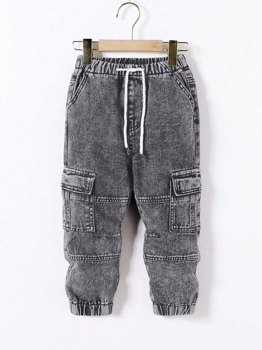 SHEIN Mirajuku Pantalones cargo de mezclilla con cintura elástica y cordón - Quierox - Tienda Online