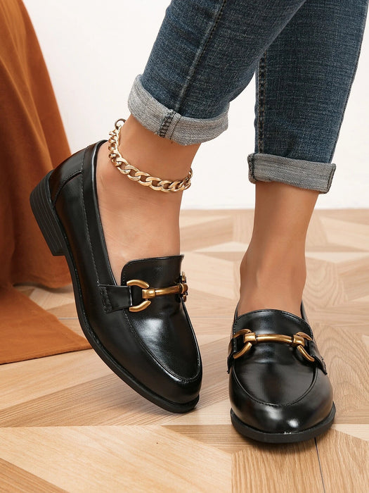 Shein Mocasines sin cordones con decoración de metal para mujer - Quierox - Tienda Online