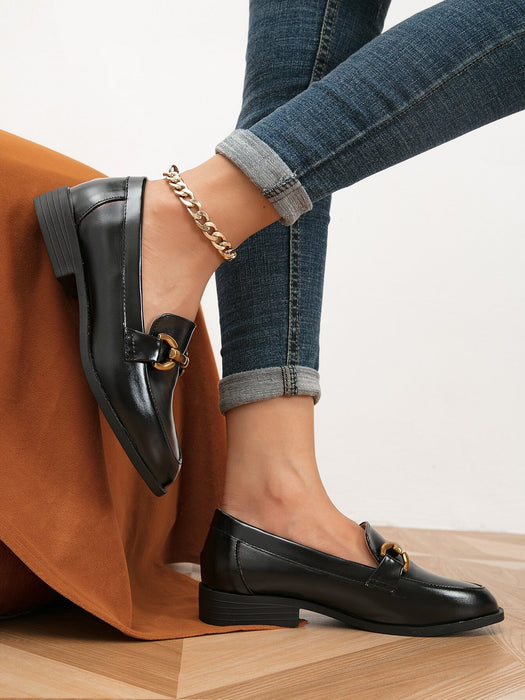 Shein Mocasines sin cordones con decoración de metal para mujer - Quierox - Tienda Online