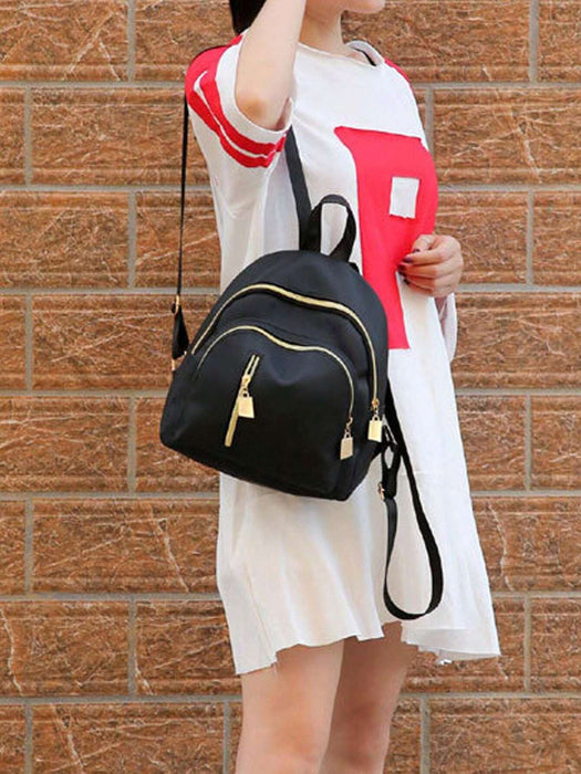 Shein Mochila casual de estilo universitario para mujer, de nailon de color liso - Quierox - Tienda Online