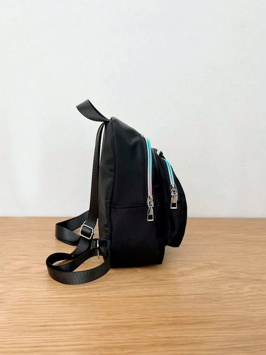 SHEIN Mochila de moda ZAOSHANGHAO con diseño de letras y pompones, portátil y plegable - Quierox - Tienda Online