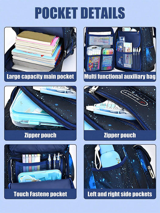 SHEIN Mochila escolar, para estudiantes, de viaje con estampado de cielo estrellado - Quierox - Tienda Online