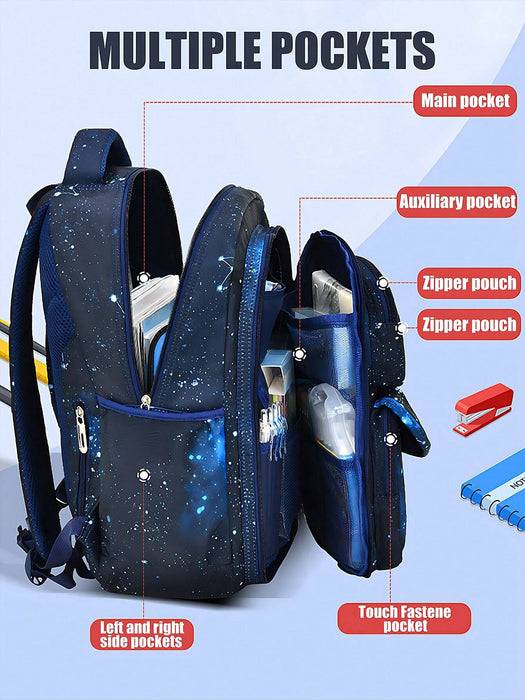 SHEIN Mochila escolar, para estudiantes, de viaje con estampado de cielo estrellado - Quierox - Tienda Online
