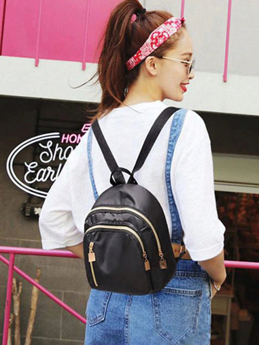 SHEIN Mochila pequeña de nailon para mujer, bolso de hombro, color negro - Quierox - Tienda Online