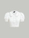 SHEIN MOD Blusa corta de manga abullonada con ribete de encaje - Quierox - Tienda Online