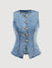 SHEIN MOD Camisa vaquera sin mangas con botones delanteros y lavado informal - Quierox - Tienda Online