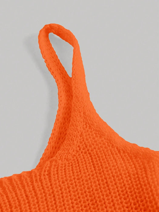 SHEIN MOD Camiseta de punto sin mangas de unicolor de verano para mujer con bajo deshilachado - Quierox - Tienda Online