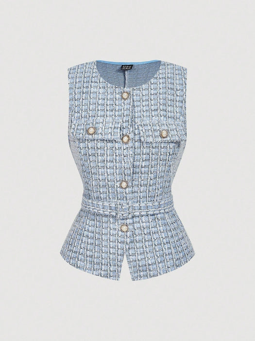 SHEIN MOD Chaleco blazer elegante y ligero para mujer (con cinturón) - Quierox - Tienda Online