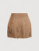 SHEIN MOD Falda A-Line marrón con remaches y flecos, - Quierox - Tienda Online