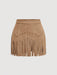 SHEIN MOD Falda A-Line marrón con remaches y flecos, - Quierox - Tienda Online