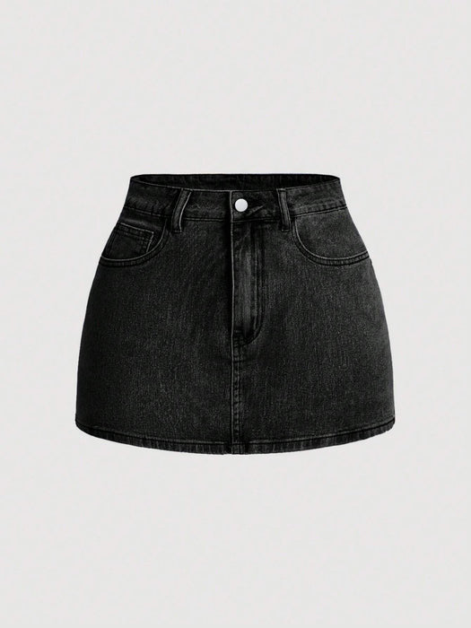 SHEIN MOD Falda corta de mezclilla casual para mujer con decoración de lazo - Quierox - Tienda Online