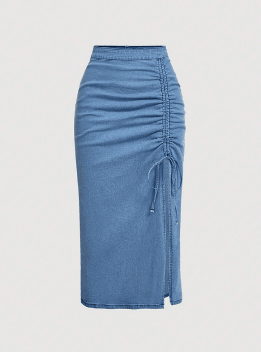 SHEIN MOD Falda vaquera diaria simple con lazo para mujeres - Quierox - Tienda Online