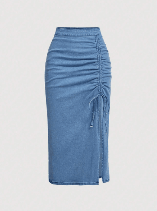 SHEIN MOD Falda vaquera diaria simple con lazo para mujeres - Quierox - Tienda Online