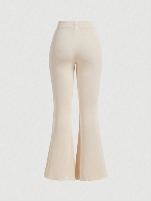 SHEIN MOD Pantalones largos elegantes de campana elástica para mujer con ribete de volantes - Quierox - Tienda Online