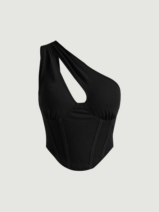 SHEIN MOD Top de un hombro con abertura bajo hanky - Quierox - Tienda Online
