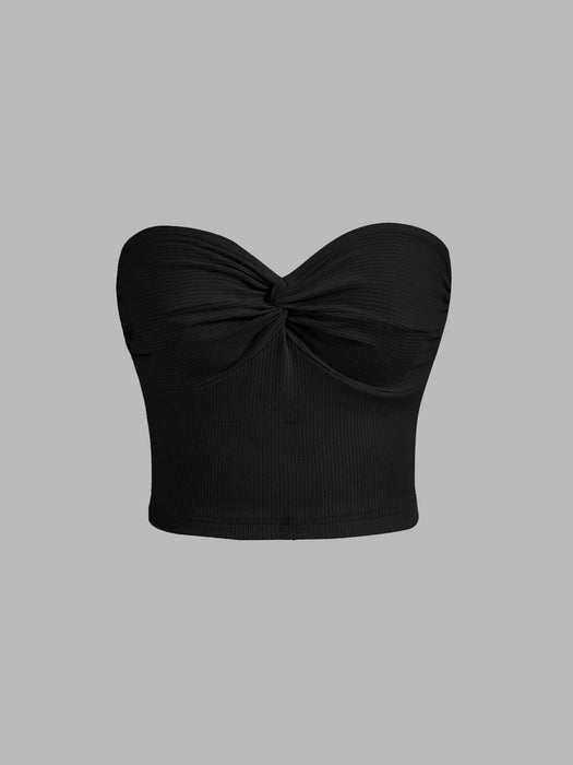 SHEIN MOD Top tubo de punto acanalado con nudo delantero para mujer - Quierox - Tienda Online