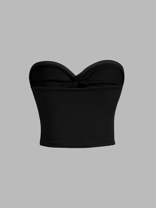 SHEIN MOD Top tubo de punto acanalado con nudo delantero para mujer - Quierox - Tienda Online