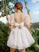 SHEIN MOD Vestido de malla con detalle de aplique de mariposa y mangas abullonadas - Quierox - Tienda Online