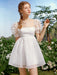 SHEIN MOD Vestido de malla con detalle de aplique de mariposa y mangas abullonadas - Quierox - Tienda Online