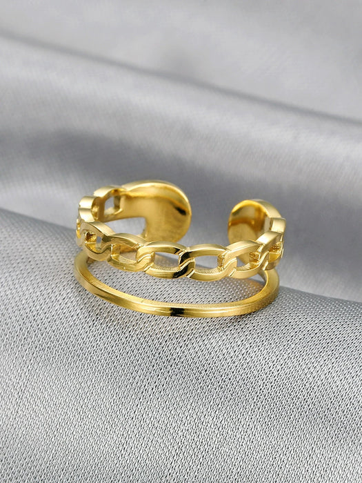 SHEIN MONALLY 1 anillo de acero inoxidable con cadena ajustable - Quierox - Tienda Online