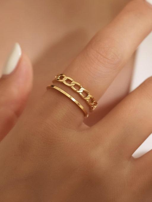 SHEIN MONALLY 1 anillo de acero inoxidable con cadena ajustable - Quierox - Tienda Online