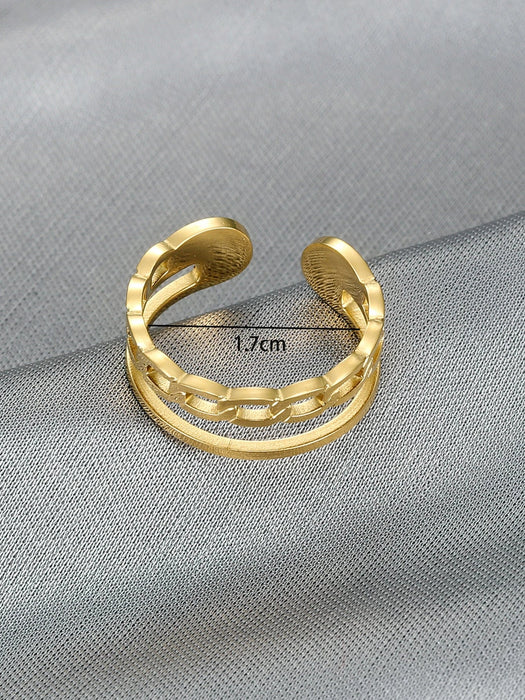 SHEIN MONALLY 1 anillo de acero inoxidable con cadena ajustable - Quierox - Tienda Online
