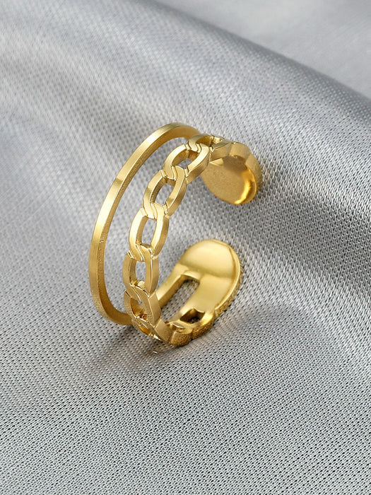SHEIN MONALLY 1 anillo de acero inoxidable con cadena ajustable - Quierox - Tienda Online