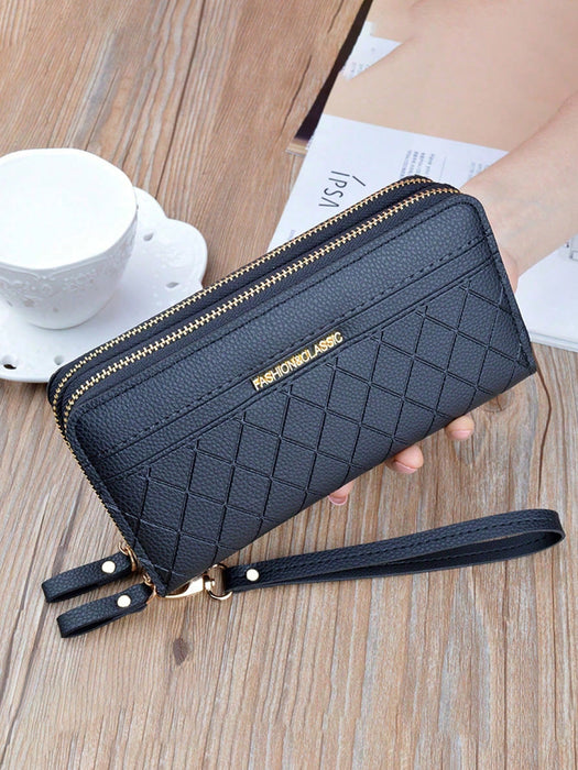 SHEIN Monedero de mujer, cartera larga de moda con cremallera, doble capa - Quierox - Tienda Online