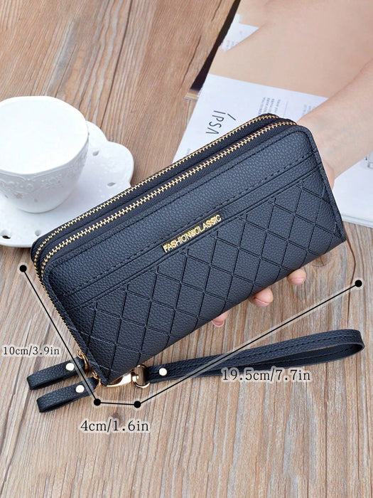 SHEIN Monedero de mujer, cartera larga de moda con cremallera, doble capa - Quierox - Tienda Online