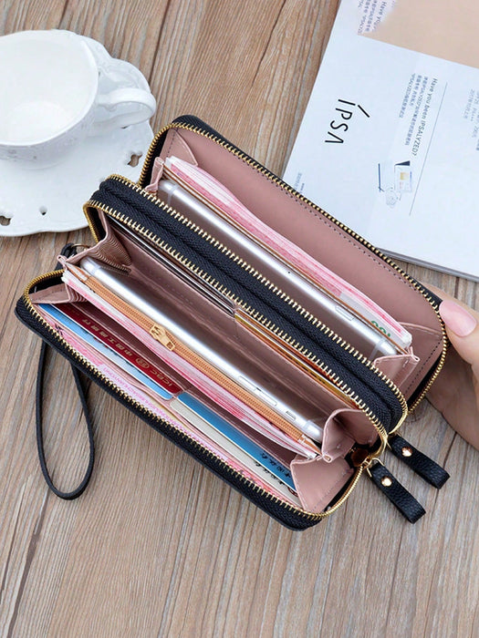 SHEIN Monedero de mujer, cartera larga de moda con cremallera, doble capa - Quierox - Tienda Online
