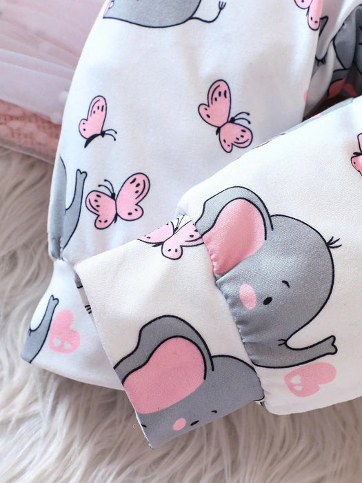 SHEIN Mono con volantes y diadema con estampado de elefante para niña - Quierox - Tienda Online