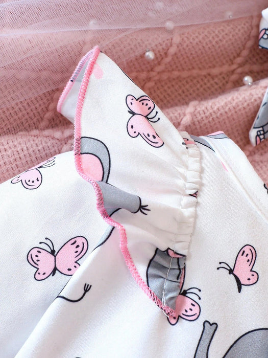 SHEIN Mono con volantes y diadema con estampado de elefante para niña - Quierox - Tienda Online