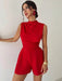 SHEIN Mono corto elegante de mujer con volantes rojos y corte en A - Quierox - Tienda Online
