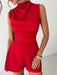 SHEIN Mono corto elegante de mujer con volantes rojos y corte en A - Quierox - Tienda Online