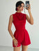 SHEIN Mono corto elegante de mujer con volantes rojos y corte en A - Quierox - Tienda Online