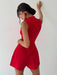 SHEIN Mono corto elegante de mujer con volantes rojos y corte en A - Quierox - Tienda Online