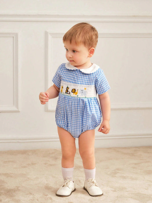 SHEIN Mono de bebé niño estilo francés vintage elegante con estampado de animales - Quierox - Tienda Online