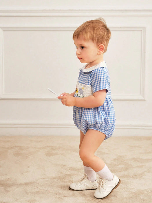 SHEIN Mono de bebé niño estilo francés vintage elegante con estampado de animales - Quierox - Tienda Online