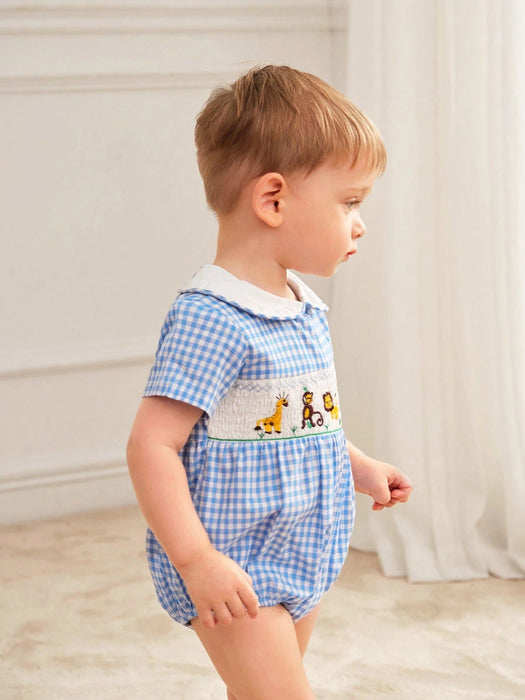 SHEIN Mono de bebé niño estilo francés vintage elegante con estampado de animales - Quierox - Tienda Online