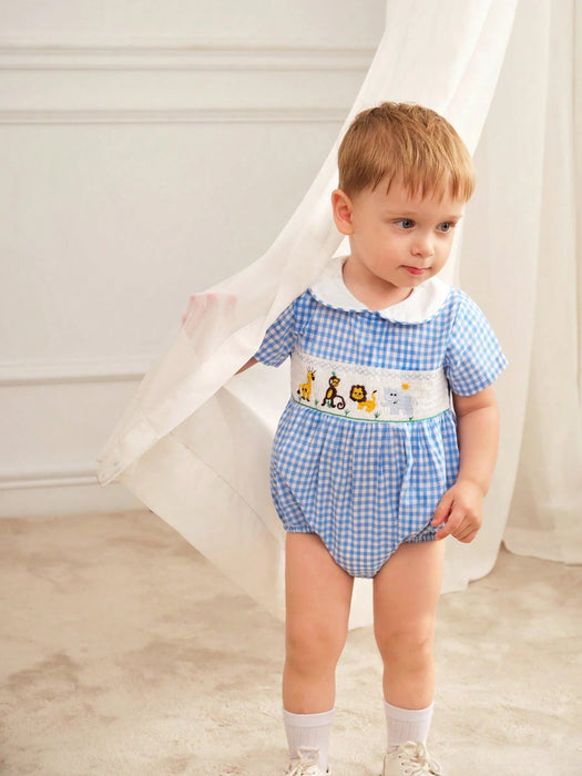 SHEIN Mono de bebé niño estilo francés vintage elegante con estampado de animales - Quierox - Tienda Online