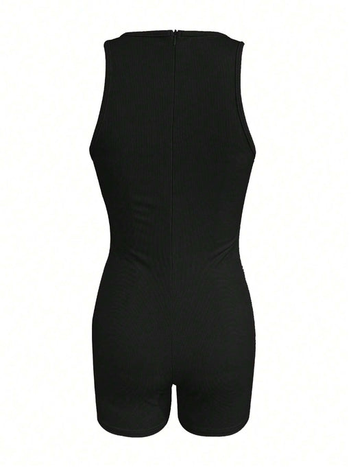 SHEIN Mono de unicolor sin mangas ajustado para mujeres - Quierox - Tienda Online