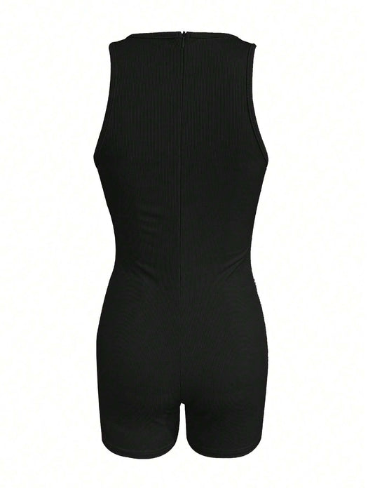 SHEIN Mono de unicolor sin mangas ajustado para mujeres - Quierox - Tienda Online